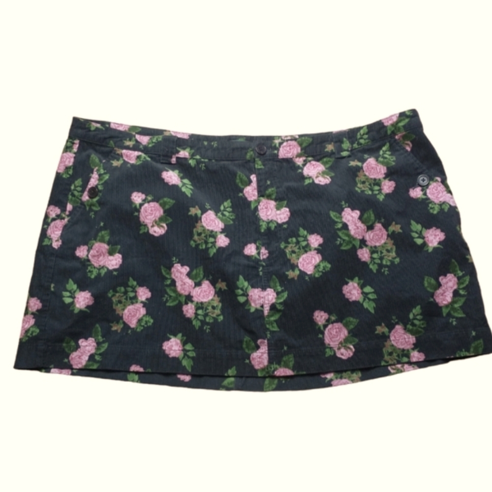 Plus Size Floral Print Corduroy Skirt Size 26